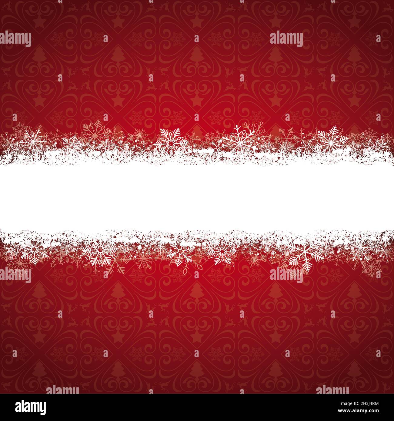 Rote Ornamente Schneeflocken-Banner Stockfoto