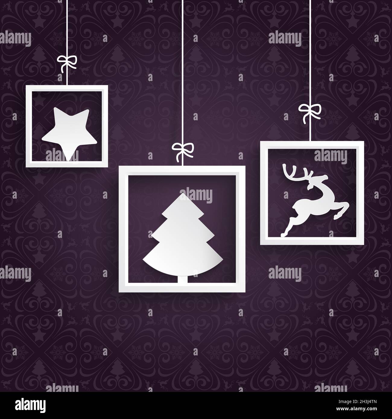 Lila Ornamente 3 Weiße Rahmen Stockfoto