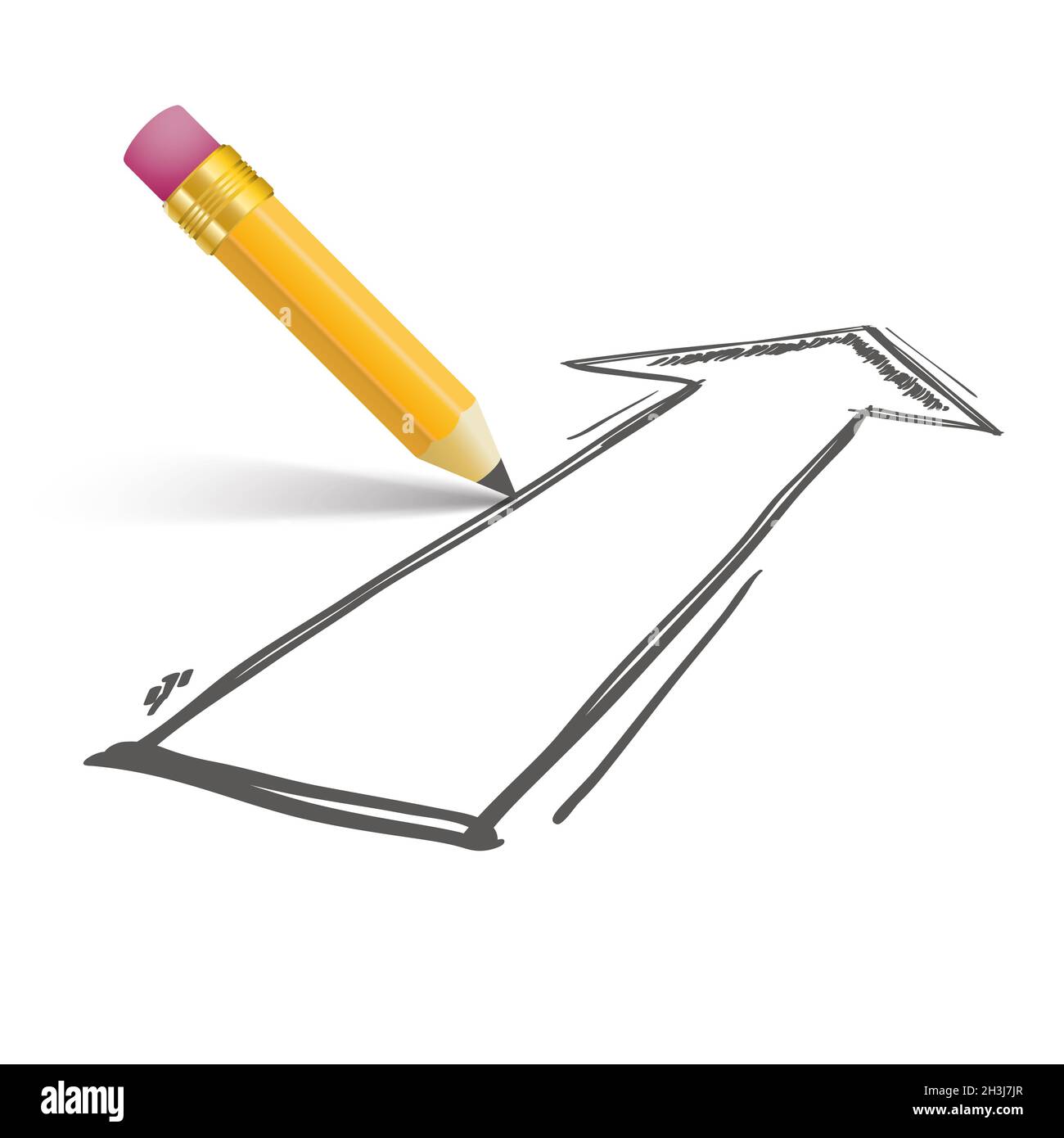 Bleistift Shadow Arrow Wachstum Stockfoto