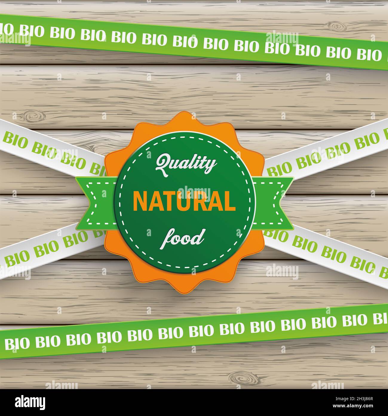 Bio Sticker Lines Natural Food Wood Stockfoto