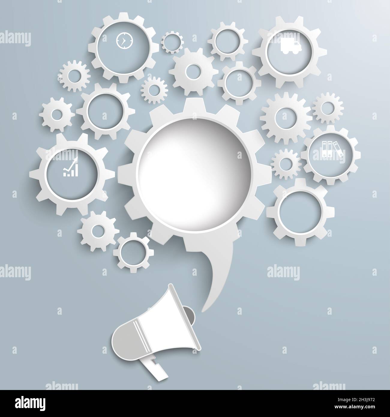 Sprechblasengetriebe Bullhorn PIAD Stockfoto