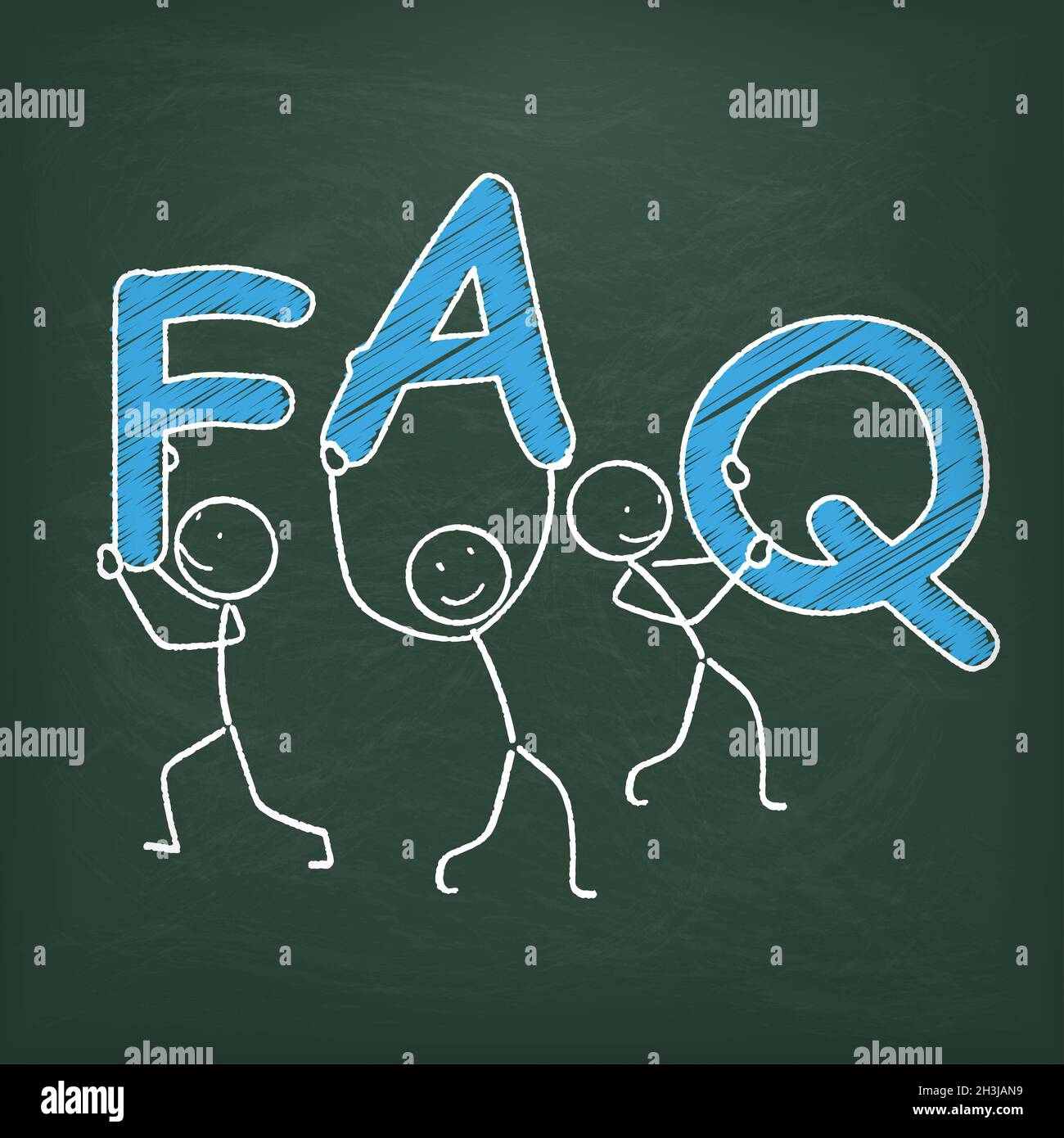Blackboard Stickman FAQ Stockfoto