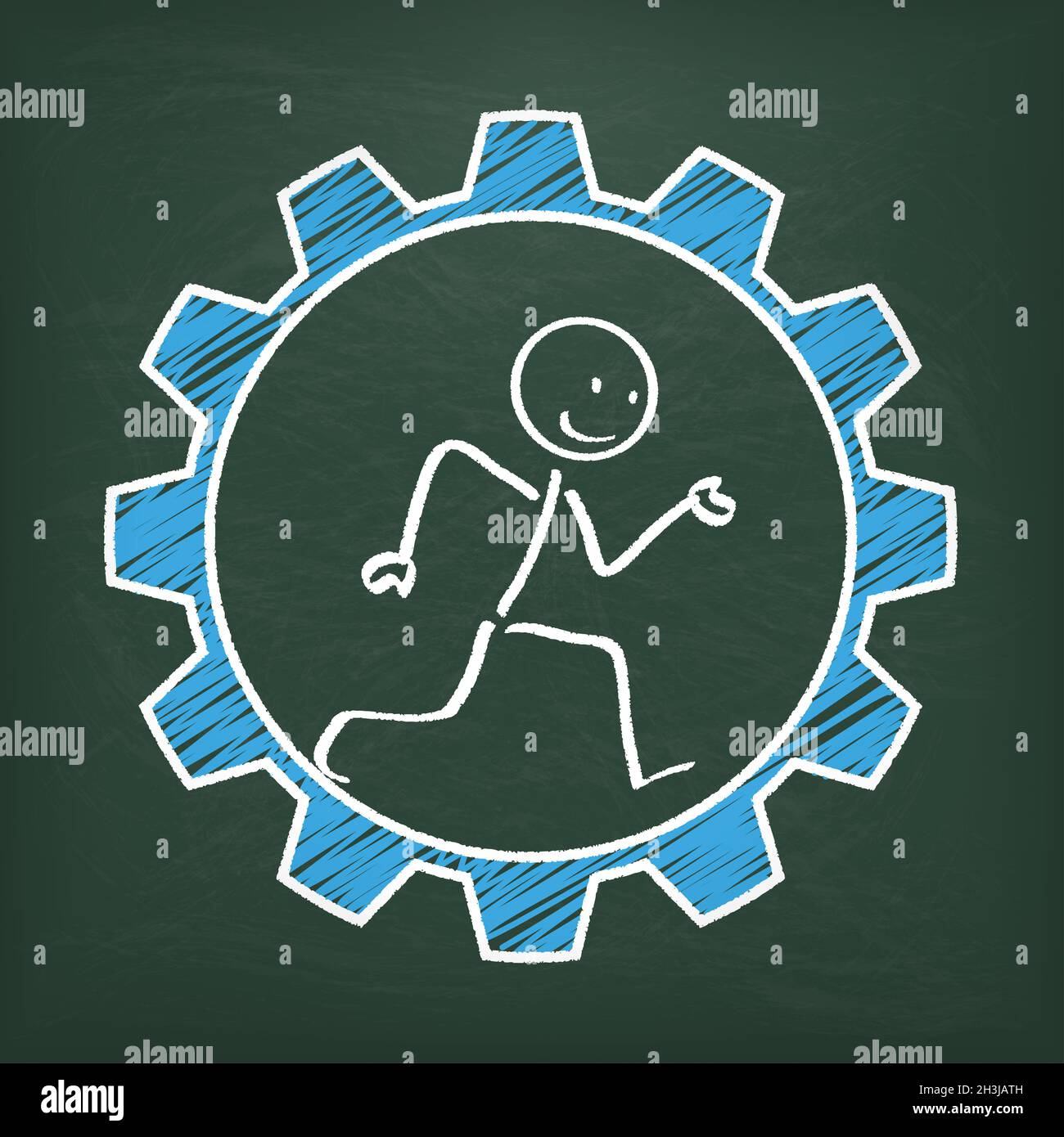 Blackboard Stickman Läuft Ausrüstung Stockfoto