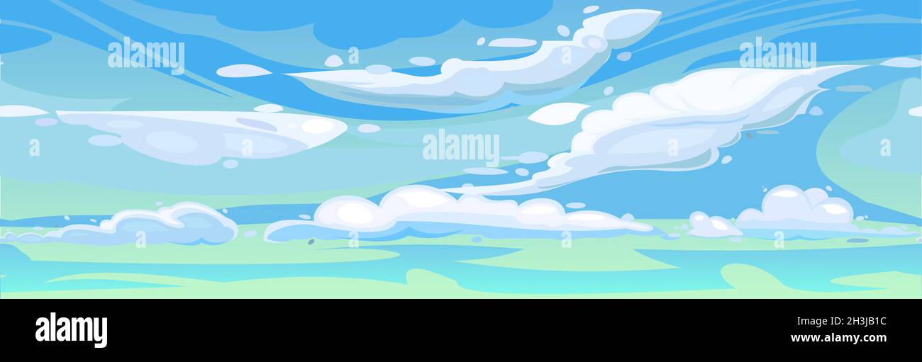 Vektor mit himmelem Hintergrund. Nahtlose Illustration im flachen Design im Cartoon-Stil. Himmlische Atmosphäre. Vektor Stock Vektor