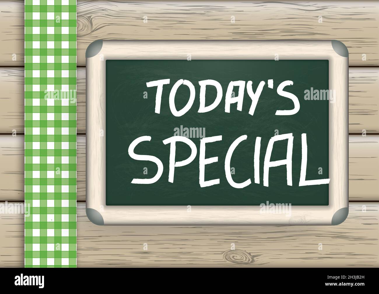 Das heutige Special Blackboard Wood Stockfoto