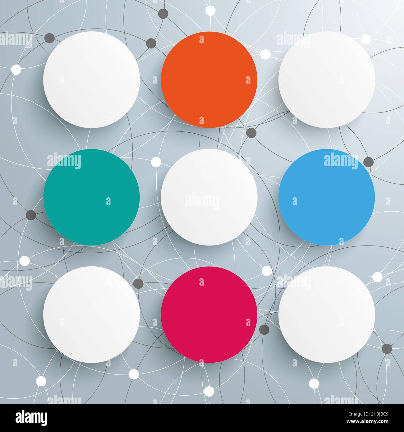 Abstract 9 Farbige Kreise Netzwerke Stockfoto
