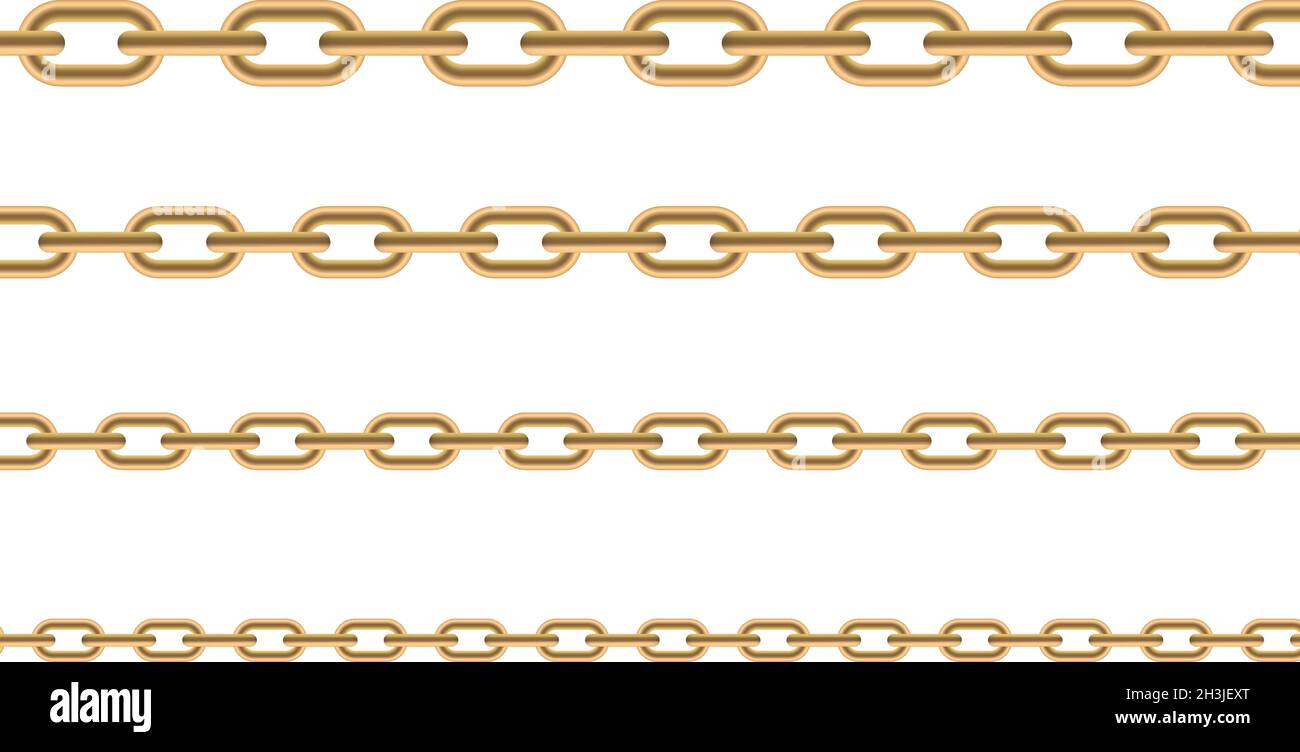Satz Metallkette. Goldene Halskette. Vektorgrafik Stock Vektor