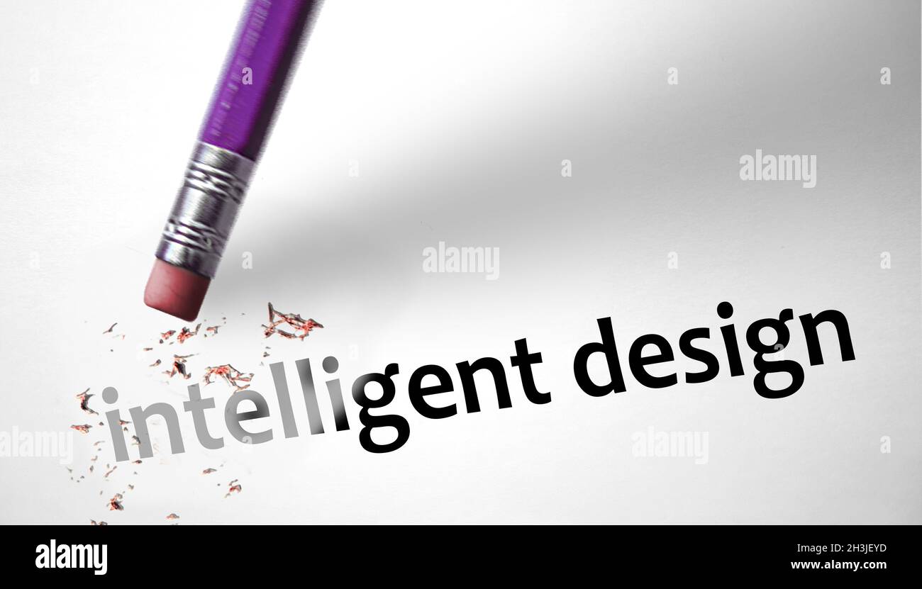 Radiergummi löschen das Wort Intelligent Design Stockfoto