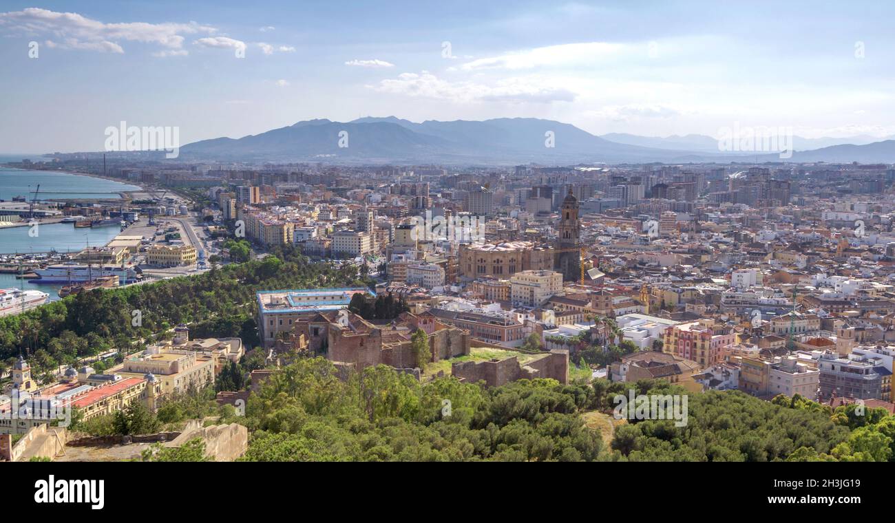 Blick von der Burg Gibralfaro in Malaga Stockfoto