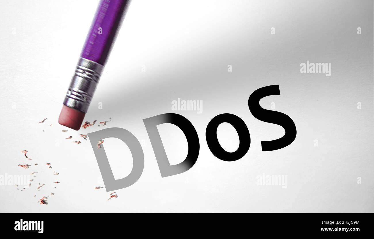 Den Begriff Denial of Service DDoS löschen Eraser Stockfoto