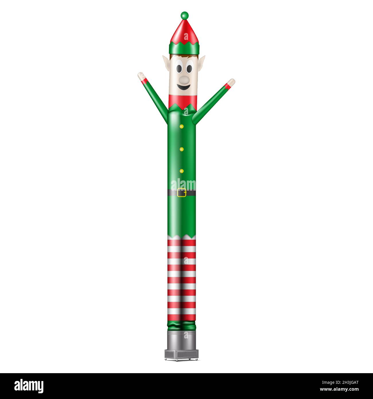 Aufblasbare tanzende Elfe Rohr Mann isoliert auf weißem Hintergrund, Vektor-Illustration. Air Dancer für Weihnachtsdesign Stock Vektor