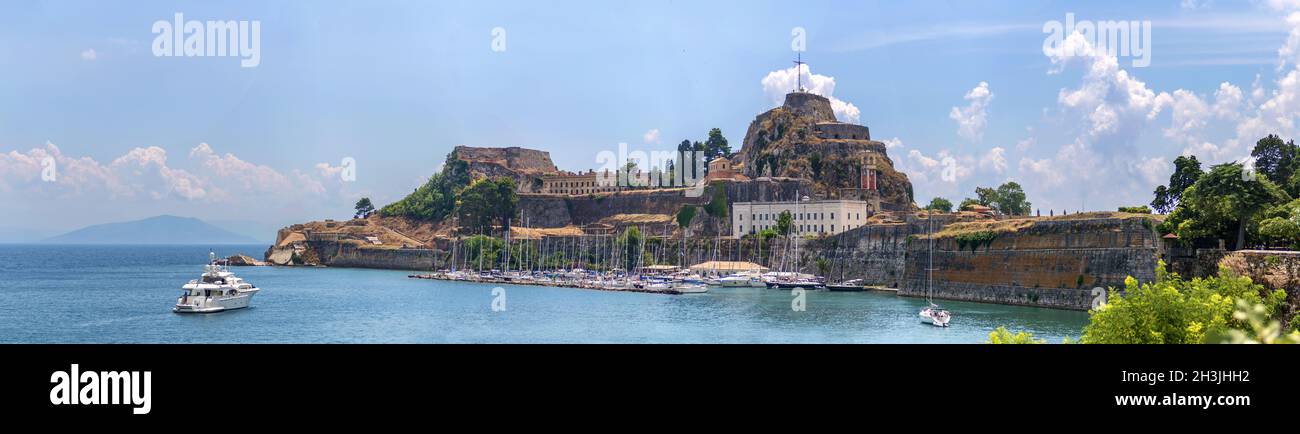 Panoramablick von Thr alte Festung in der Stadt Korfu, Griechenland Stockfoto