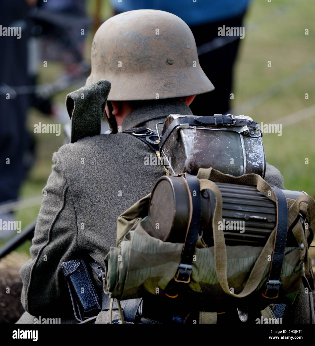 Yorkshire Kriegserfahrung, August 2021. Darsteller in deutscher Uniform des zweiten Weltkriegs. Stockfoto