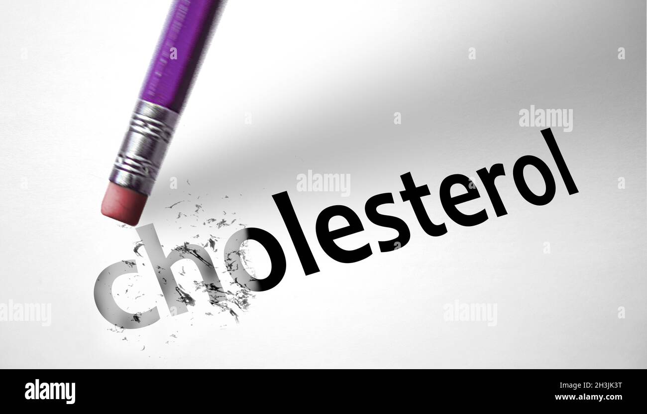 Radiergummi löschen das Wort Cholesterin Stockfoto