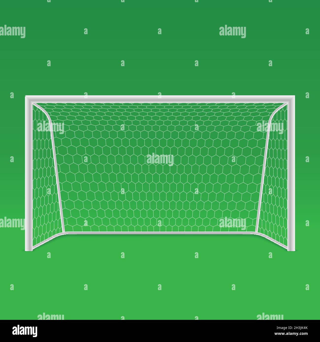 3d-Fußball-Tor Vorderansicht auf grünem Hintergrund. Vektorgrafik Stock Vektor