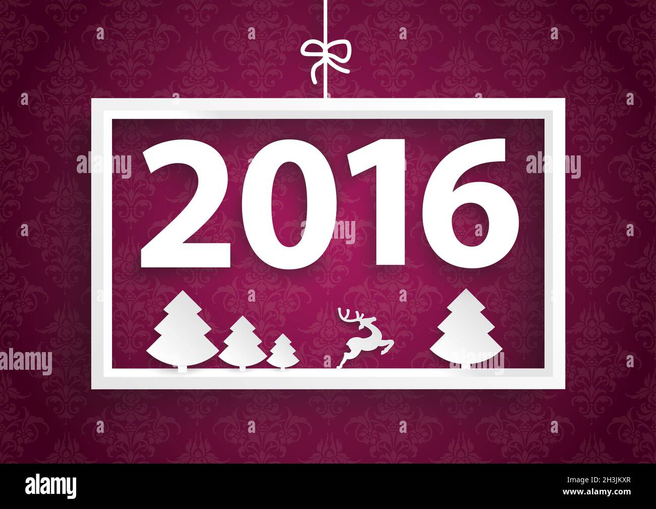 Weißer Rahmen Lila Ornamente 2016 Stockfoto