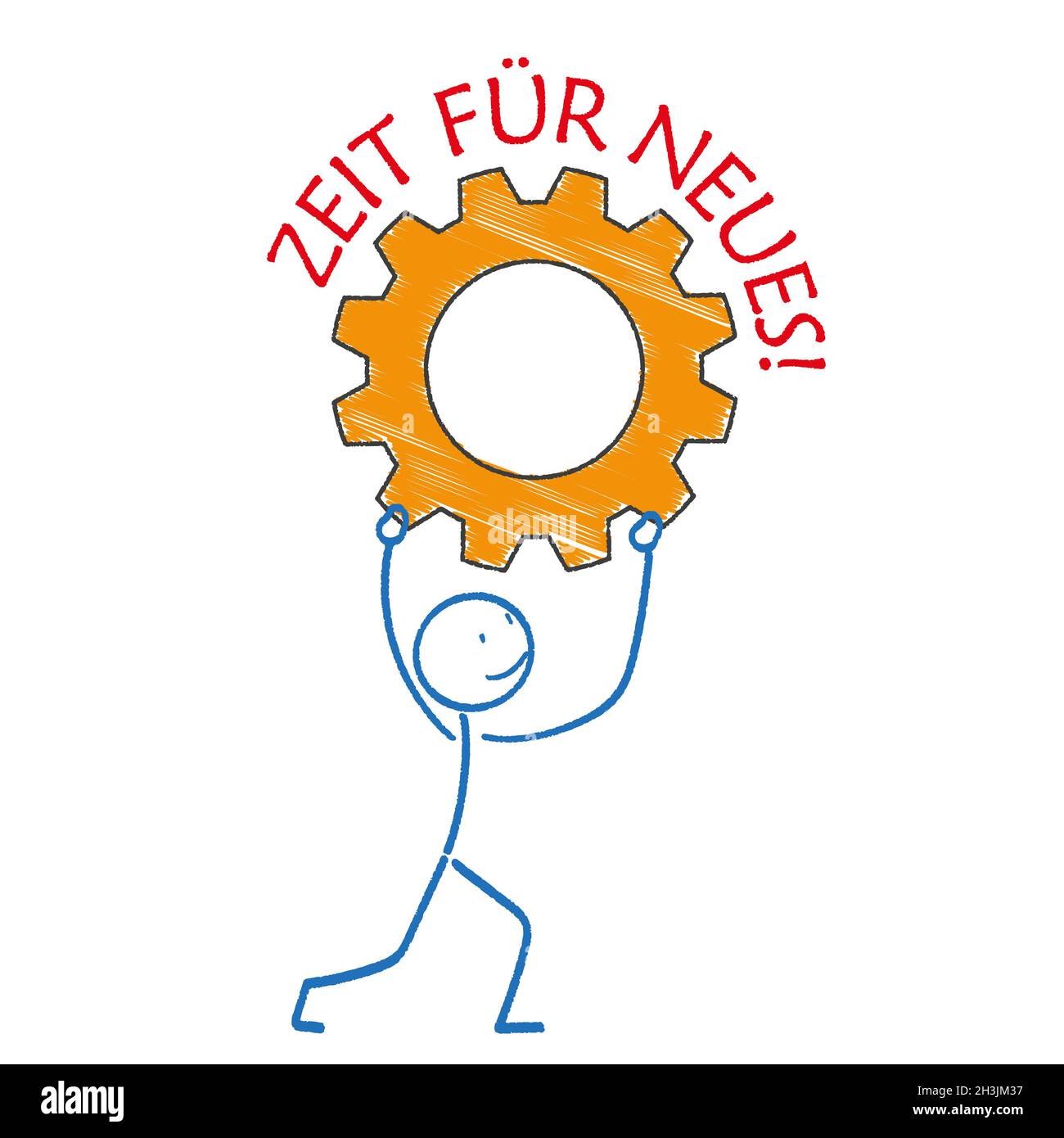 Stickman Gear Time für New Stockfoto