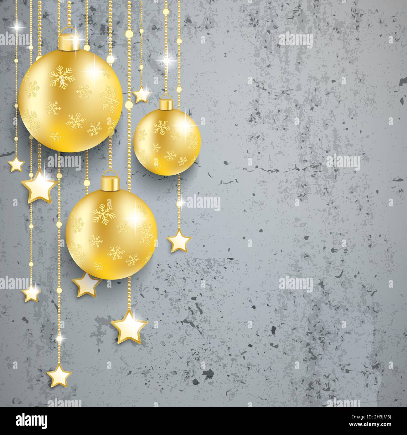 Goldene Weihnachtskugeln Rote Hintergrund Beton PIAD Stockfoto