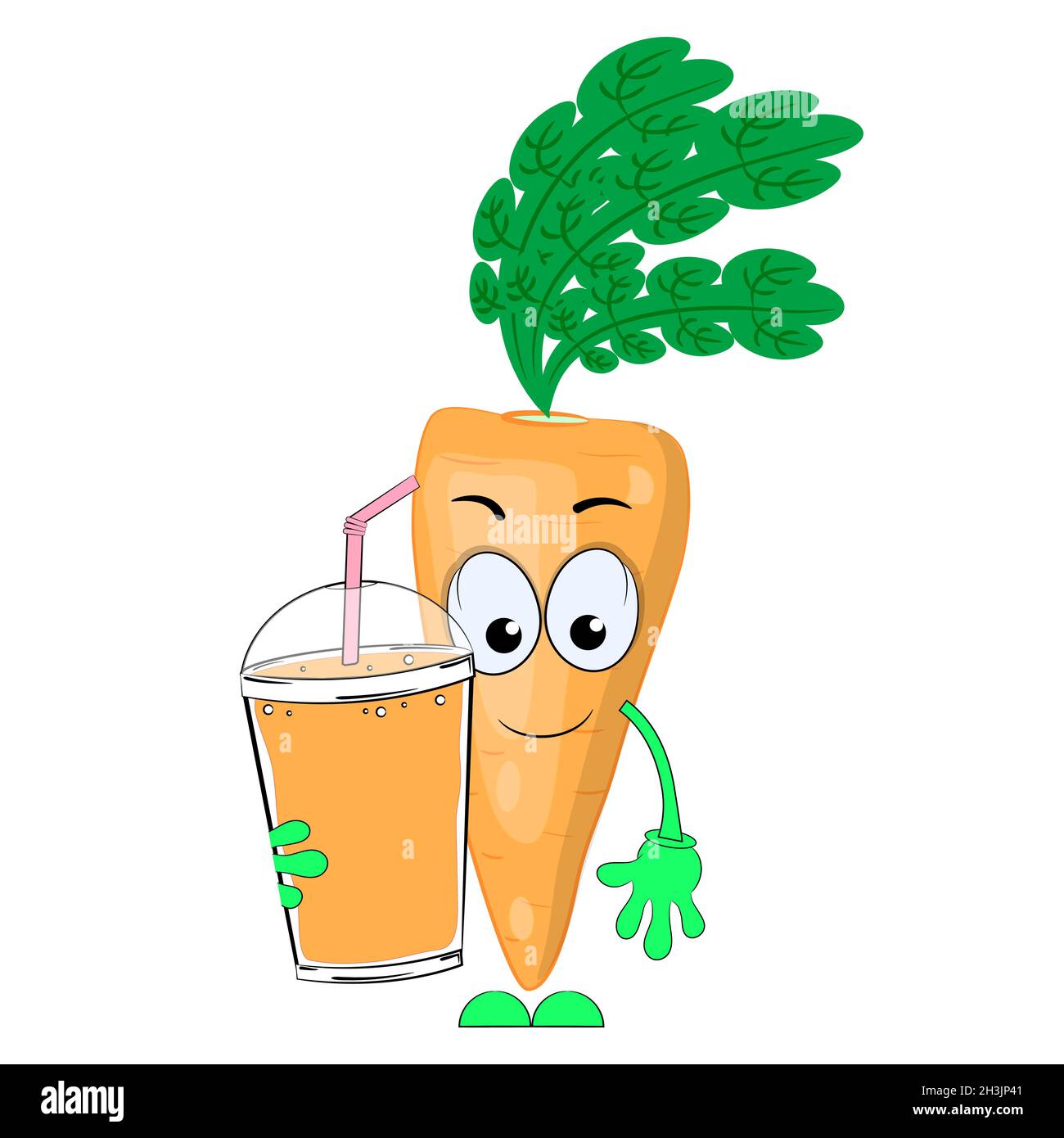 Karottensaft und Karotten. Vektorgrafik auf weißem Hintergrund. Stock Vektor