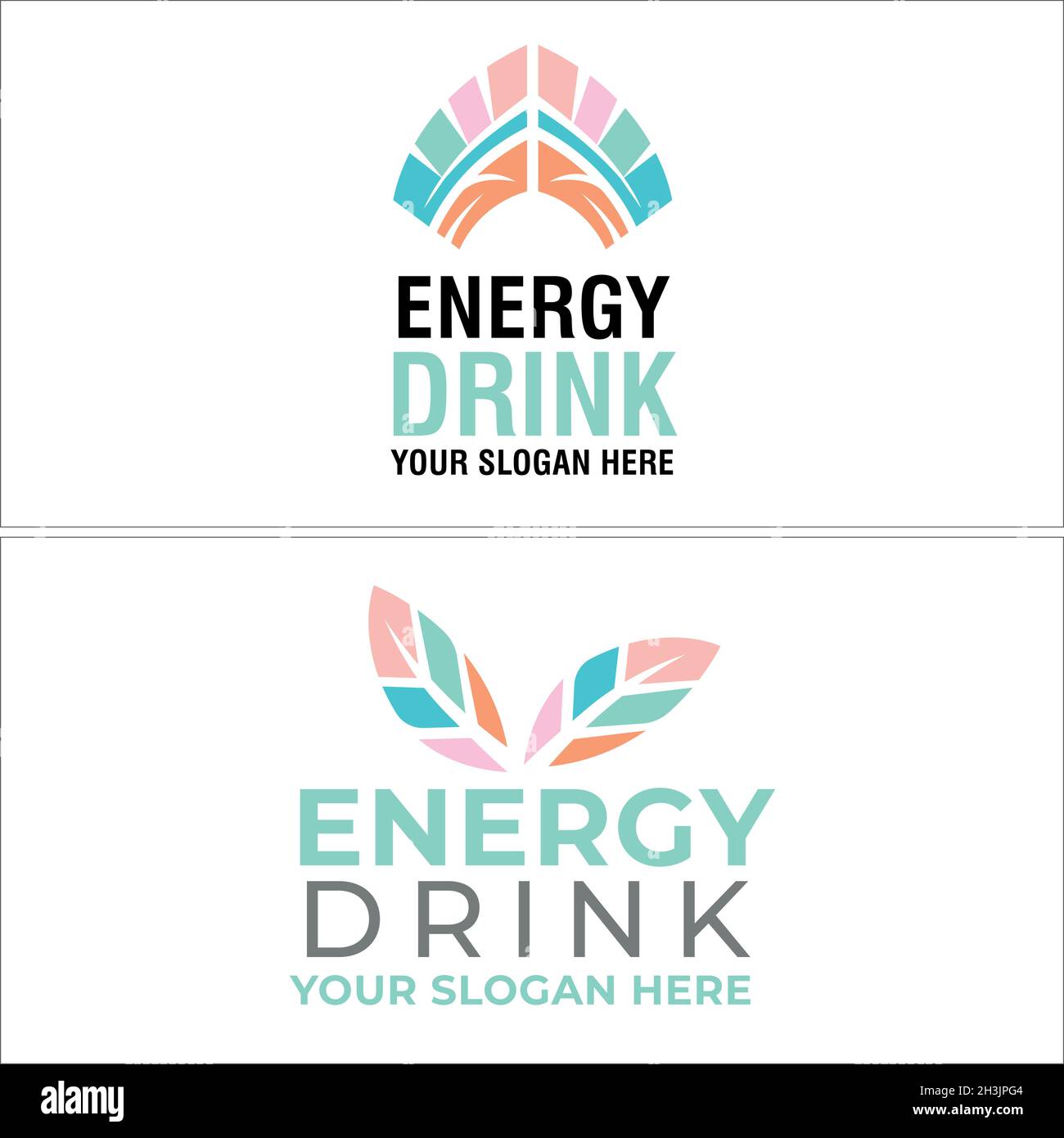 Modernes Energy Drink-Design mit Blattfeder-Logo Stock Vektor
