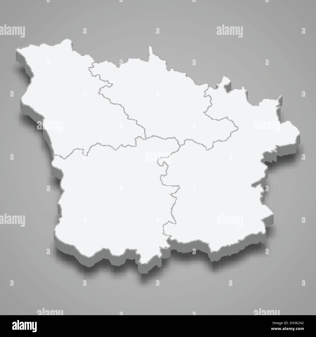 isometrische 3D-Karte von Nievre ist eine Abteilung in Frankreich, Vektordarstellung Stock Vektor