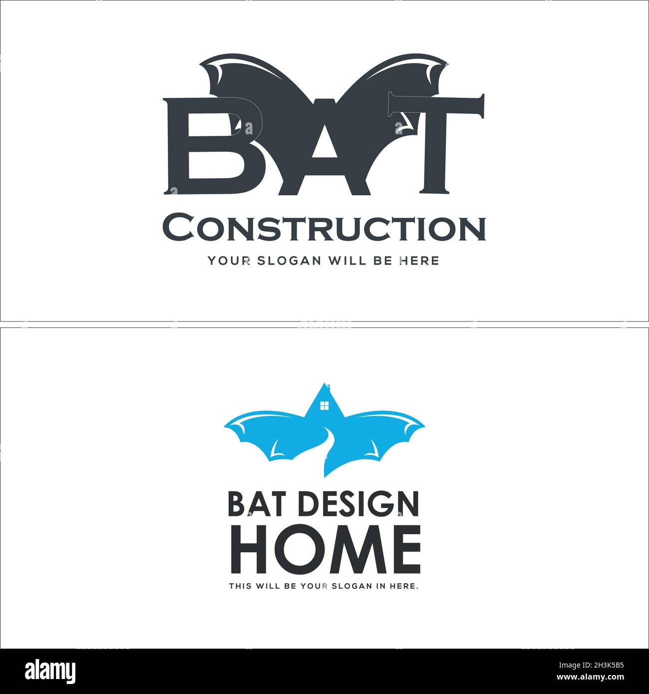 Moderne Konstruktion Fledermaus Home Design Kombination Marke Logo Stock Vektor