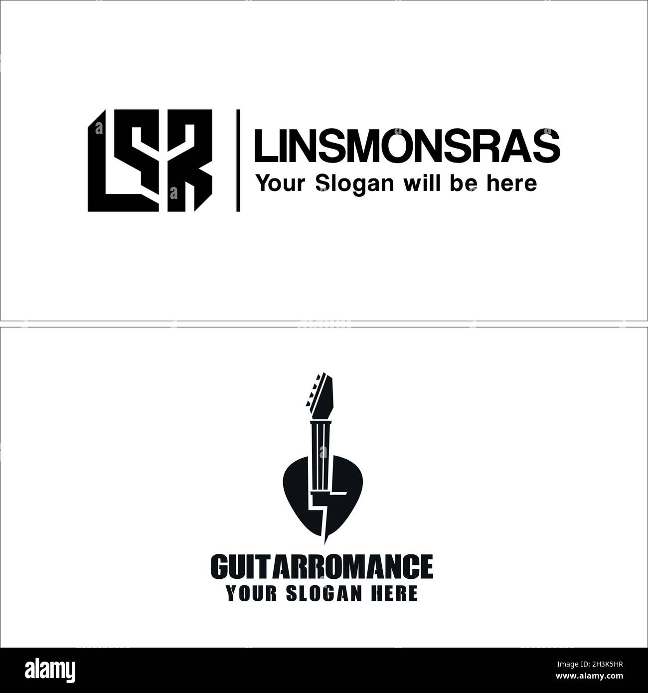 Initial Letter Logo Gitarre Bass Icon Design Stock Vektor