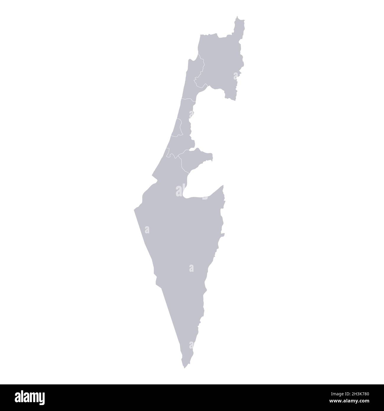 Infografiken der israelischen Karte, einzelne Regionen, leer Stockfoto