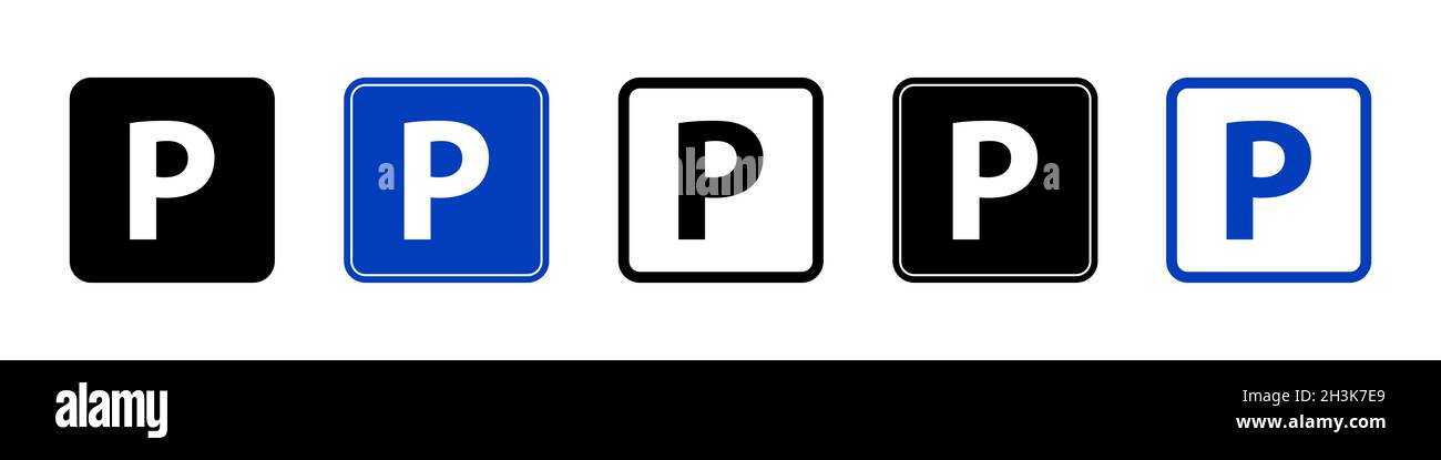 Parkschild Icon Set einfaches Design Stock Vektor