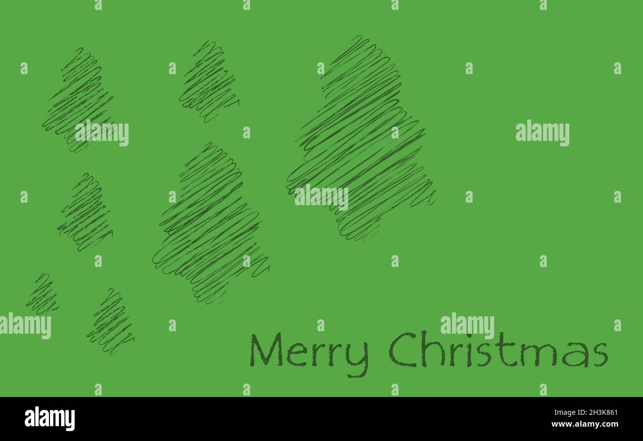 Bäume, Geschenkkarte mit Merry Christmast Vektor Stock Vektor