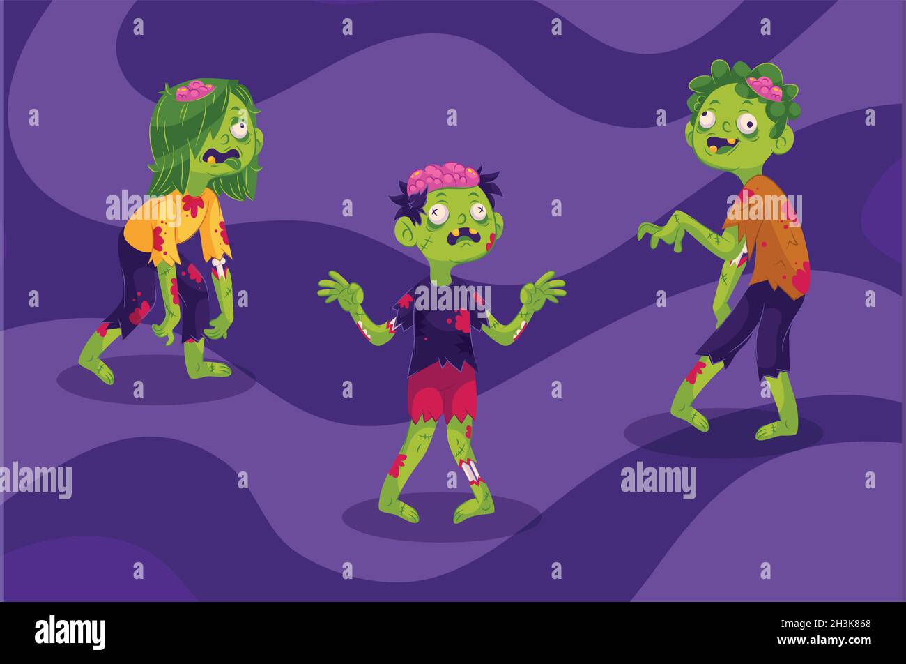 Flache halloween Zombies Kollektion Vektor Design Illustration Stock Vektor