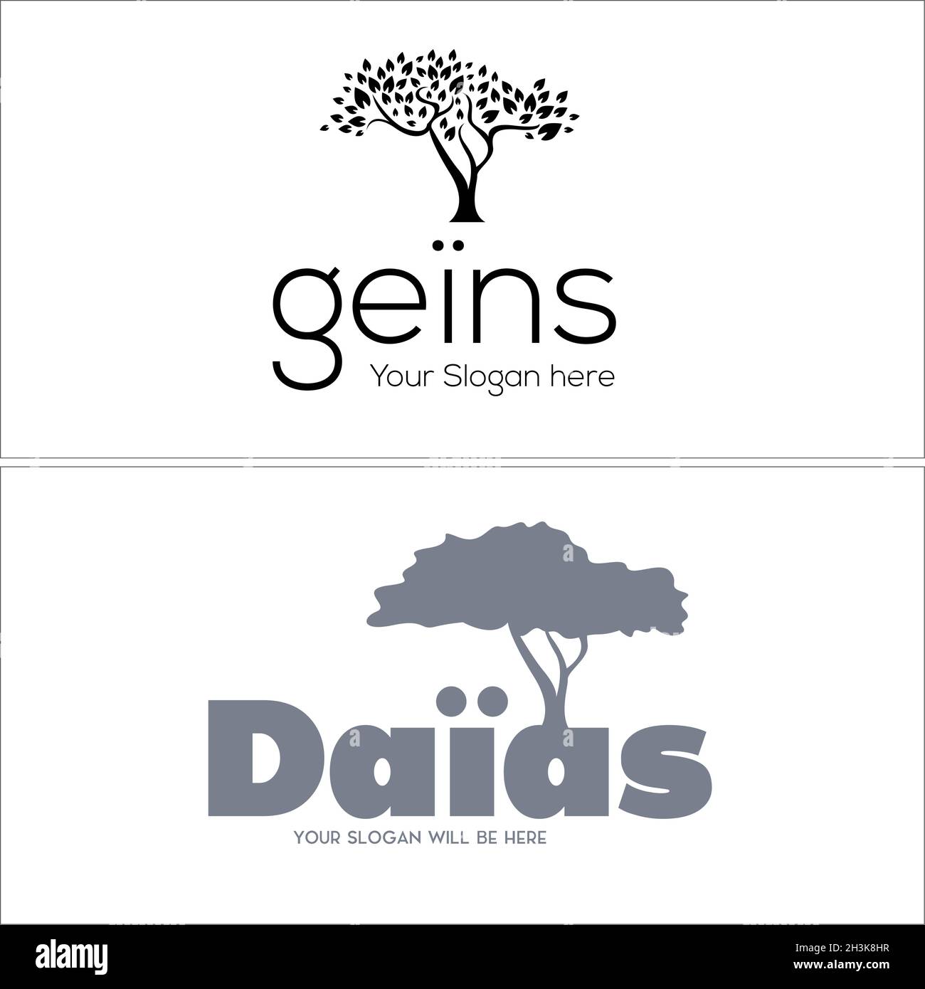 Baum Logo Vektor Silhouette schwarz und grau Stock Vektor