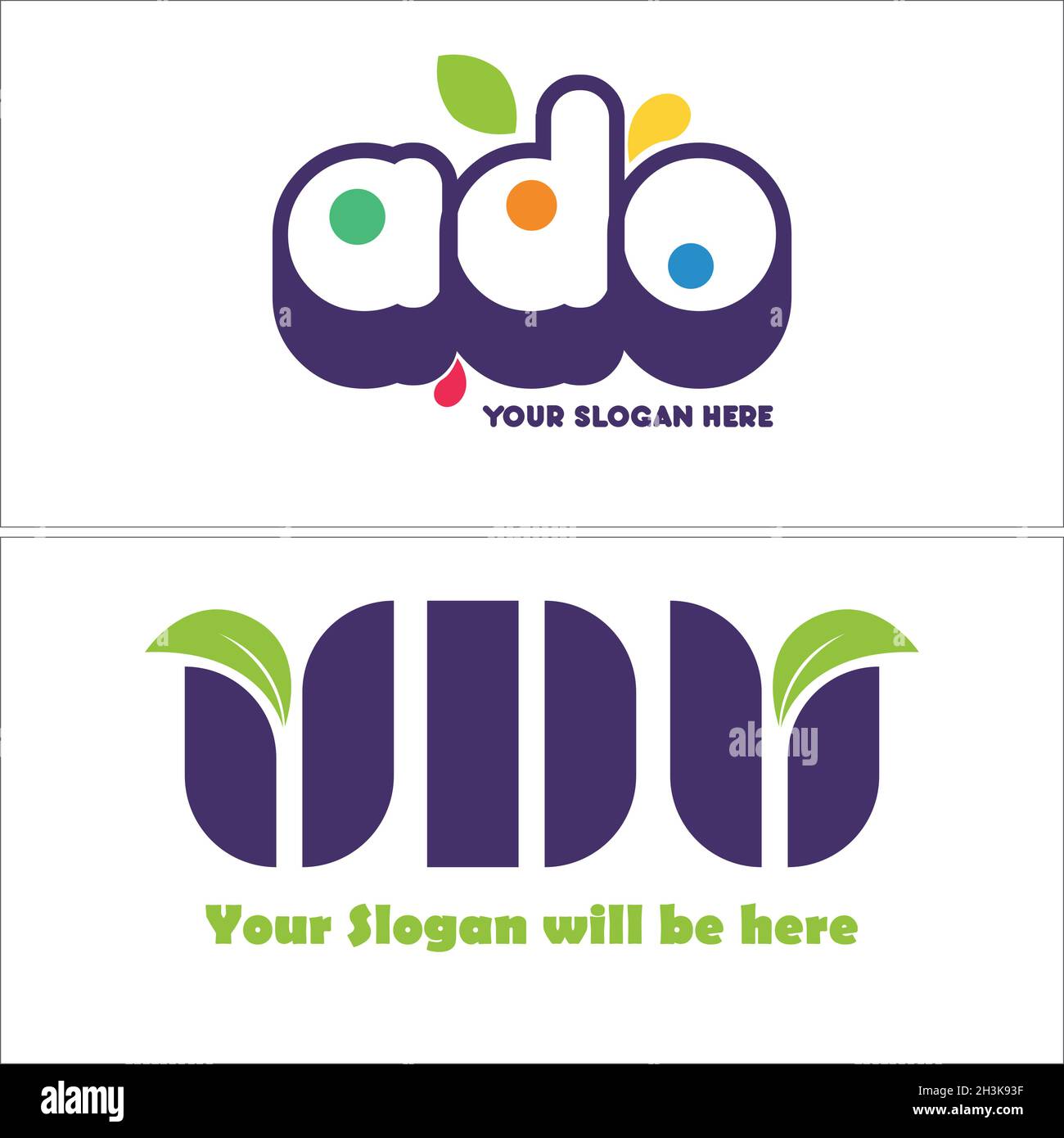 Modernes Wortzeichen-Kombinationsmuster mit Blatt-Natur-Logo Stock Vektor