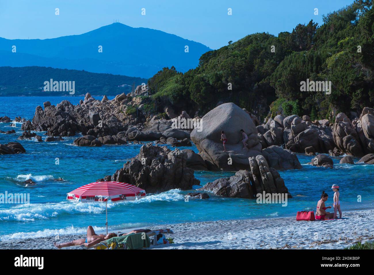 FRANKREICH. SÜDKORSIKA (2A) AJACIO.COTI CHIAVARI REGION. PLAGE D'ARGENT BEACH Stockfoto