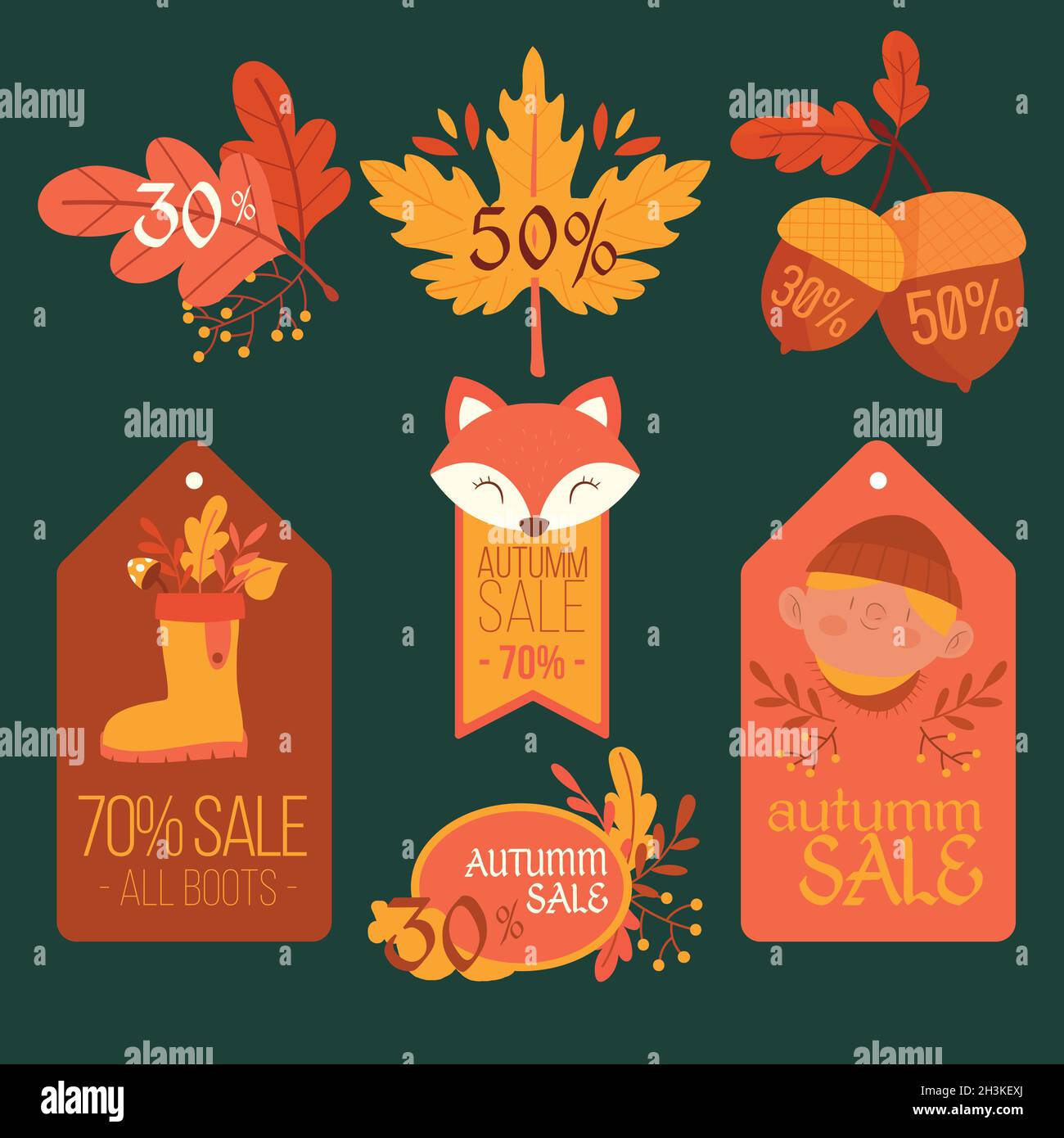 pack Herbst Verkauf Etiketten Vektor Design Illustration Stock Vektor