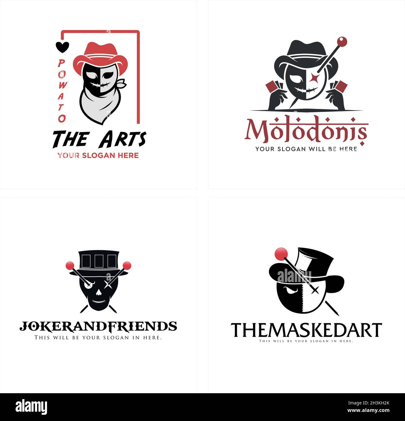 Modernes Entertainment Magier Charakter Schädel Logo Design Stock Vektor