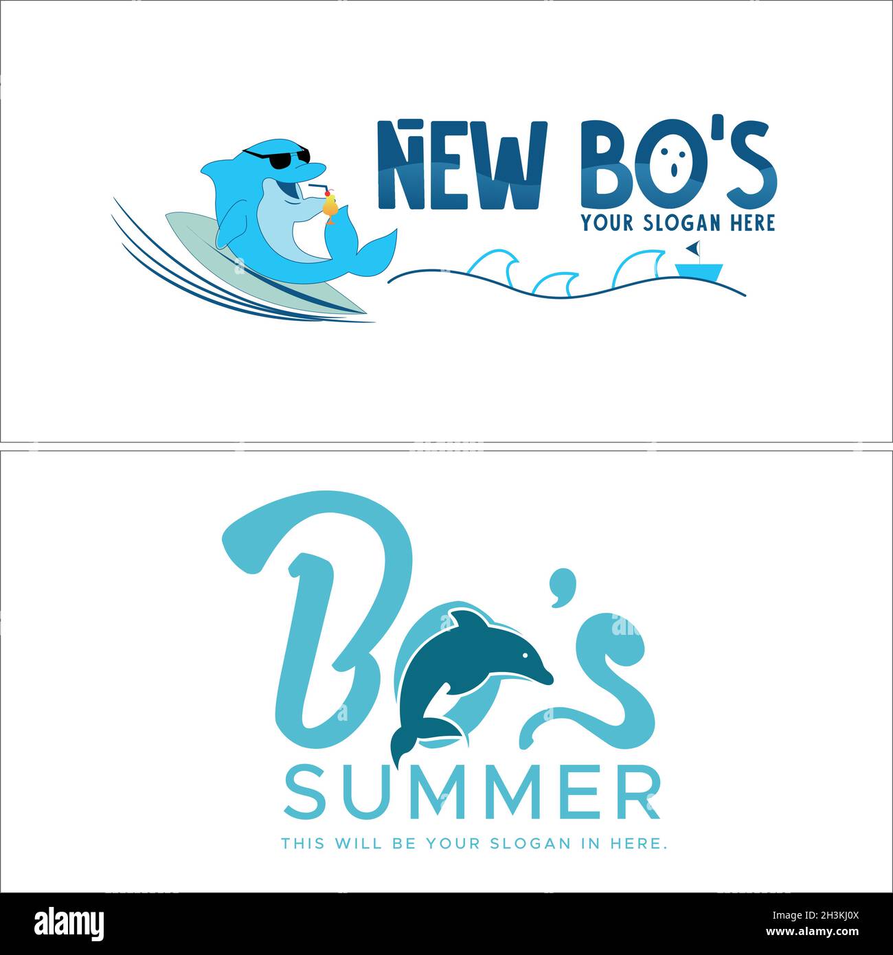 Moderne Cartoon Figur verspielte Tier Meer Delphin Logo-Design Stock Vektor