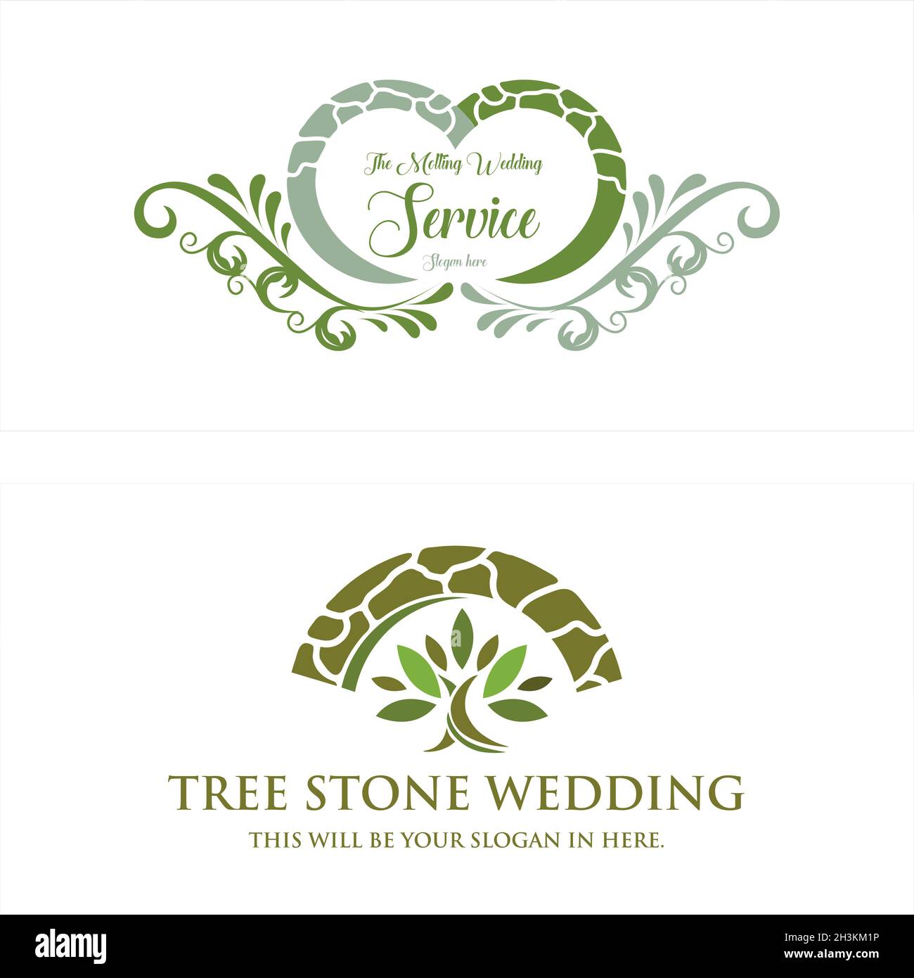 Moderne grüne Veranstaltung Hochzeit Wirbel Natur Baum Logo-Design Stock Vektor