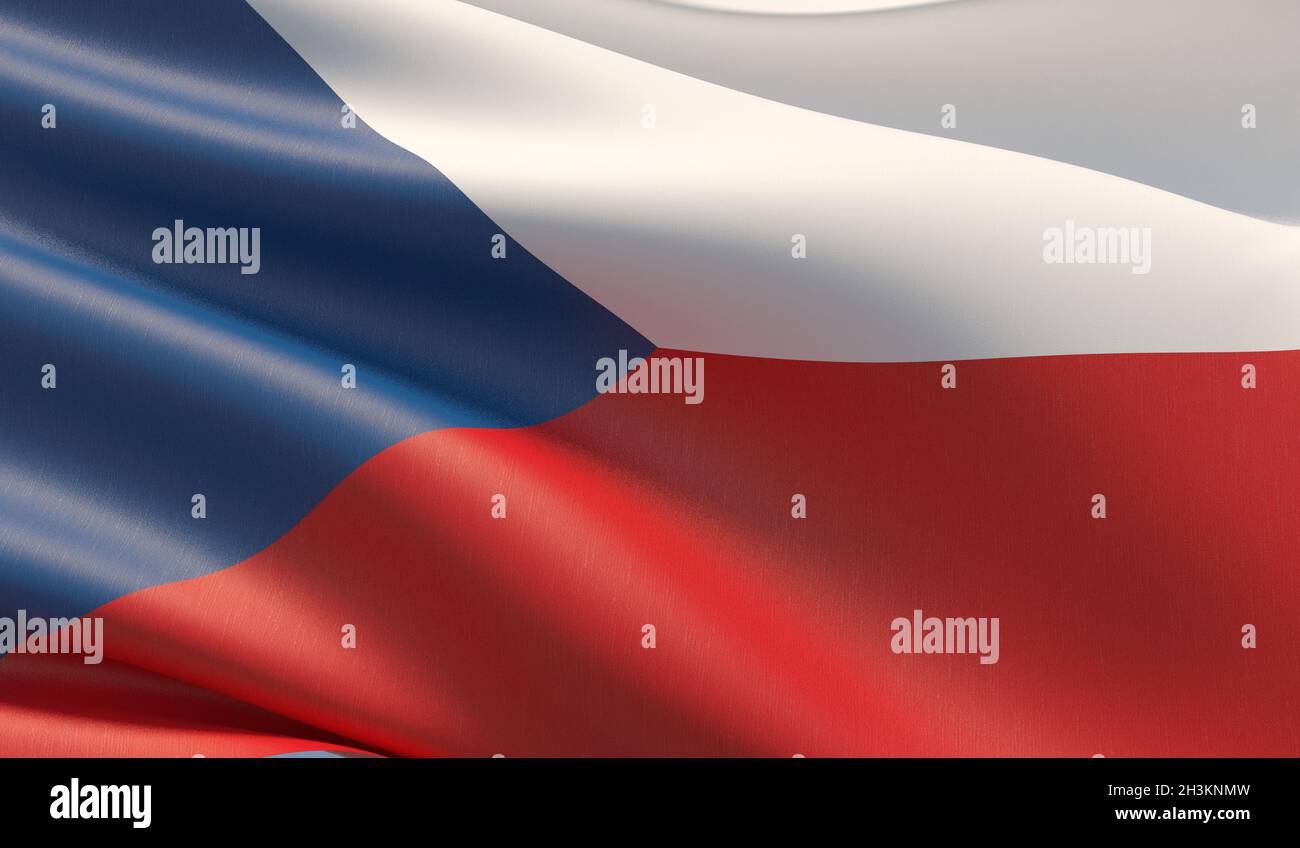 Hohe Auflösung close-up Flagge der Tschechischen Republik. 3D-Darstellung. Stockfoto
