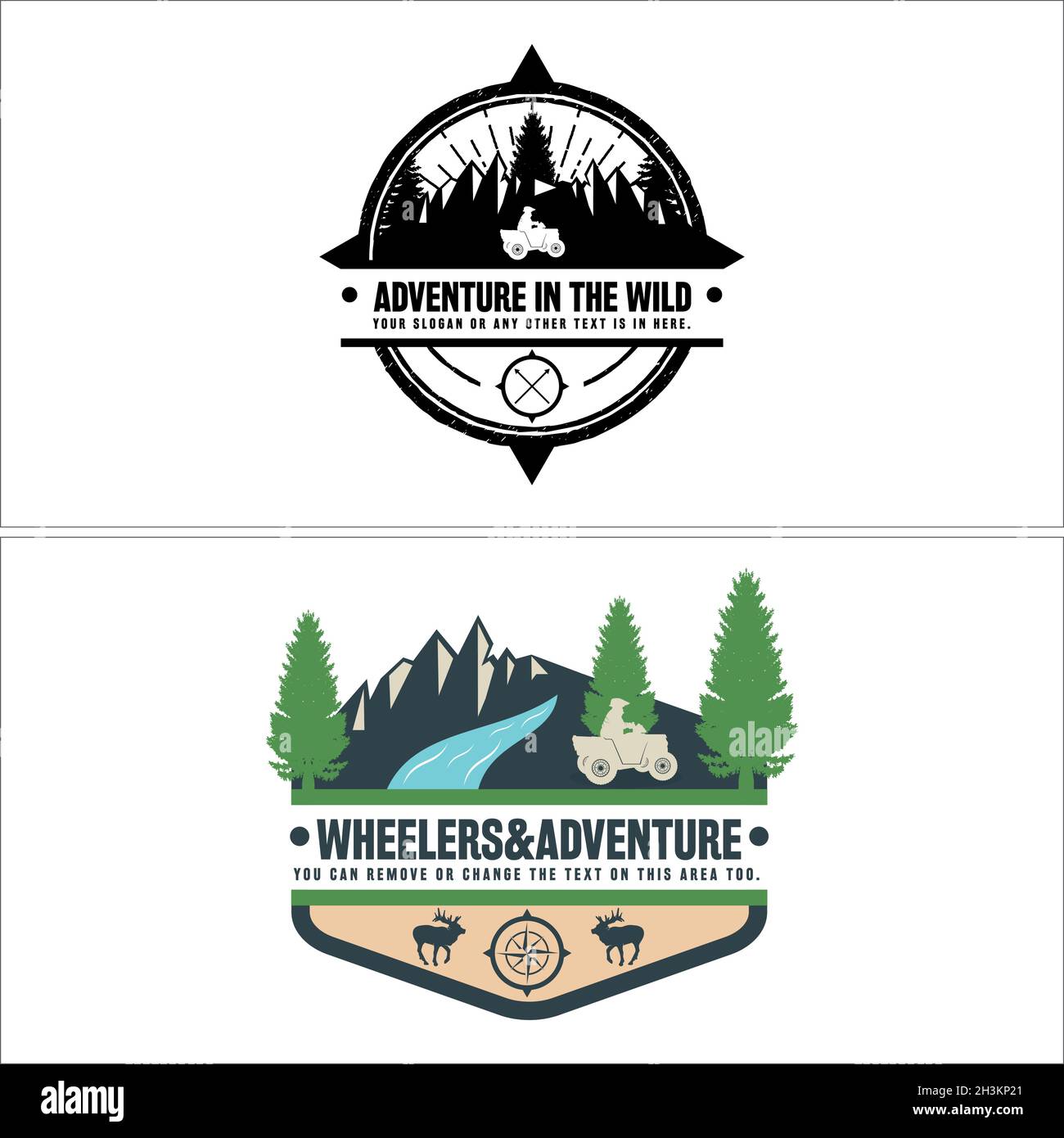 Vintage-Set mit Adventure Mountain Forest Logo-Design Stock Vektor