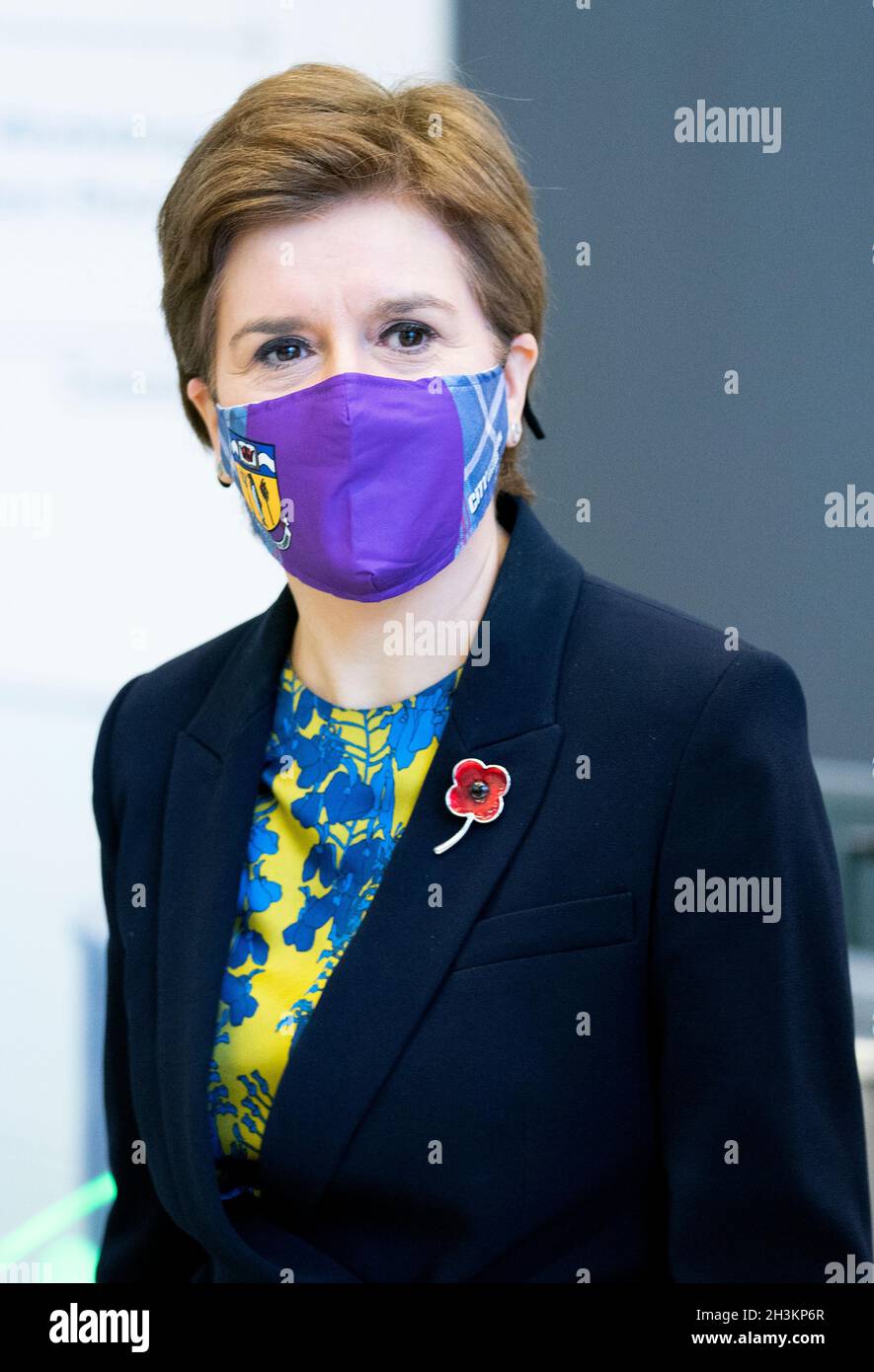 Die erste Ministerin Nicola Sturgeon eröffnet offiziell den International Maritime Hub des City of Glasgow College, Riverside Campus, Glasgow, vor der COP26. Bilddatum: Freitag, 29. Oktober 2021. Stockfoto