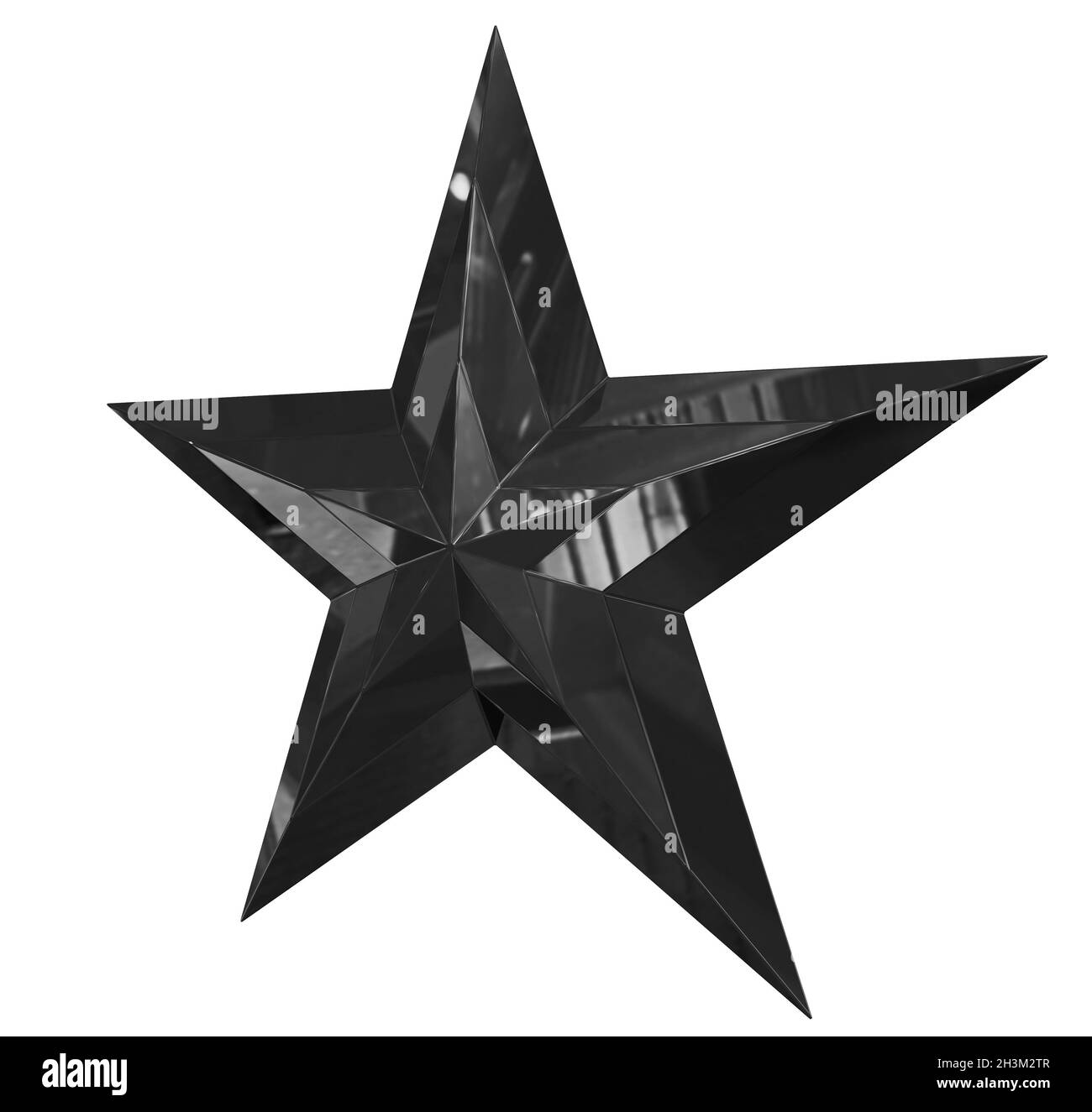 5-Punkt-Stern - Weihnachtsstern - schwarz einzeln isoliert auf weißem Hintergrund - 3d-Rendering Stockfoto