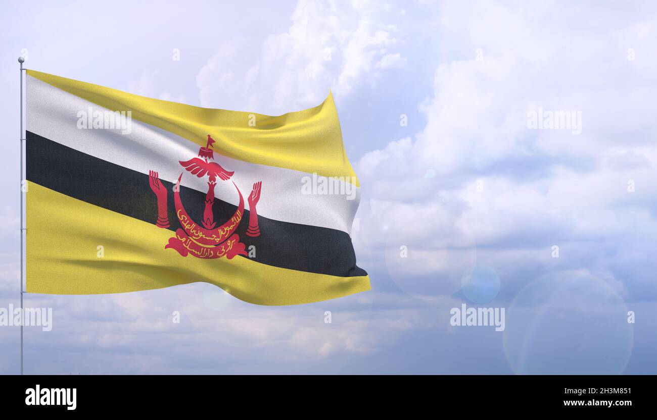 Hohe Auflösung close-up Flagge Brunei. 3D-Darstellung. Stockfoto