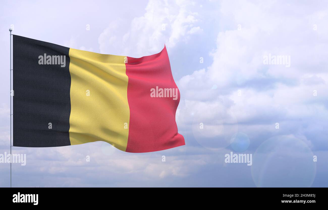 Hohe Auflösung close-up Flagge von Belgien. 3D-Darstellung. Stockfoto