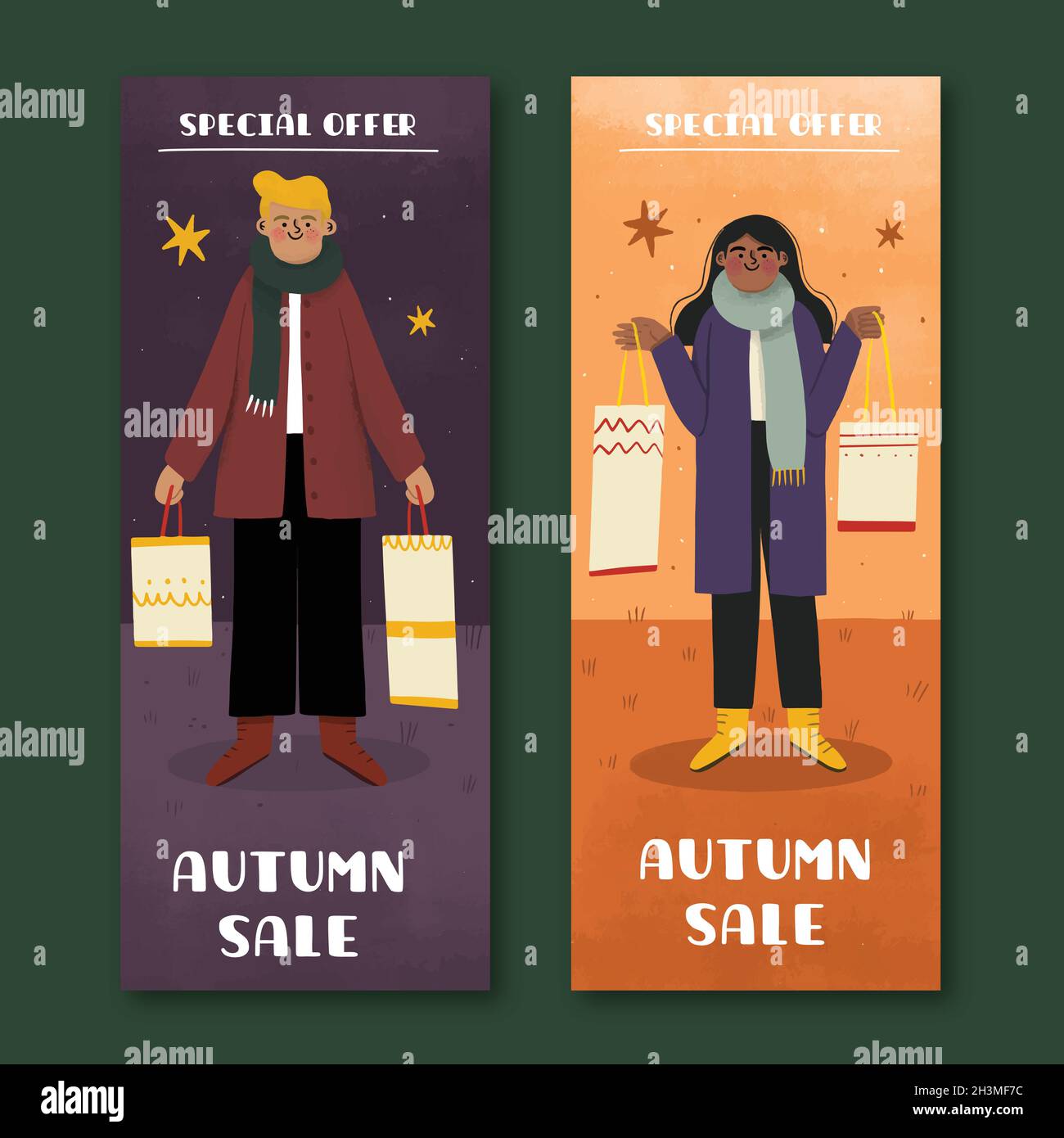 Handgezeichnete Herbst Verkauf Banner Vorlage Vektor Design Illustration Stock Vektor