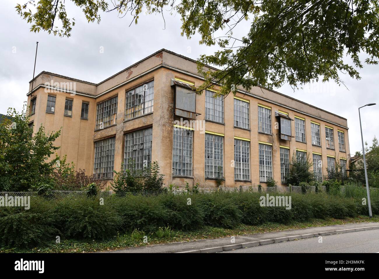Das ehemalige Hartmann Textilunternehmen in Münster ein ehemaliges Flaggschiff der elsässischen Textilien Münster Nordostfrankreich. Stockfoto
