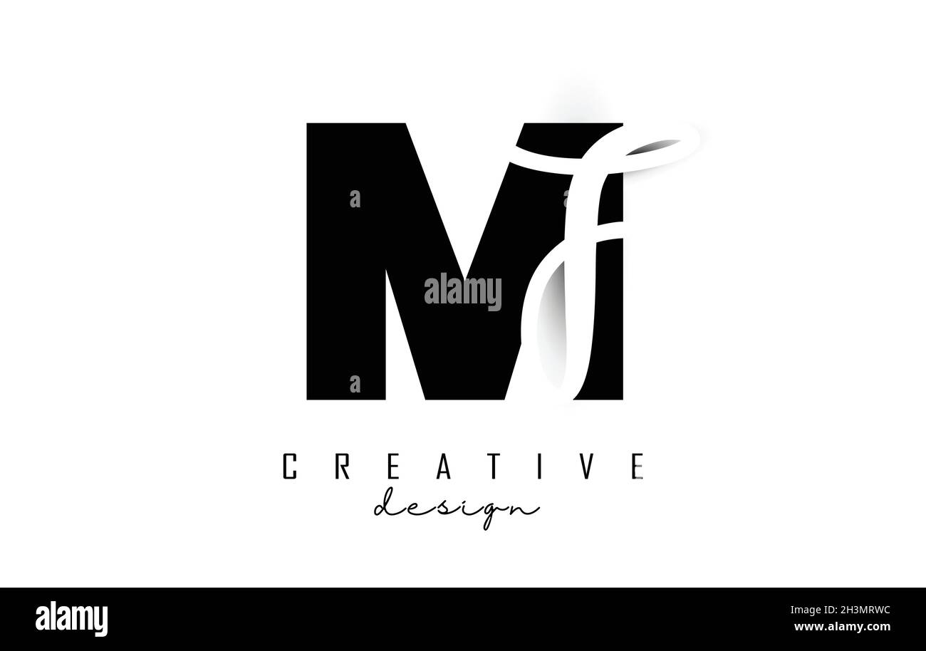 Buchstaben MF-Logo in minimalistischem Design. Buchstaben M und F mit geometrischer und handschriftlicher Typografie. Kreative Vektor-Illustration mit Buchstaben. Stock Vektor