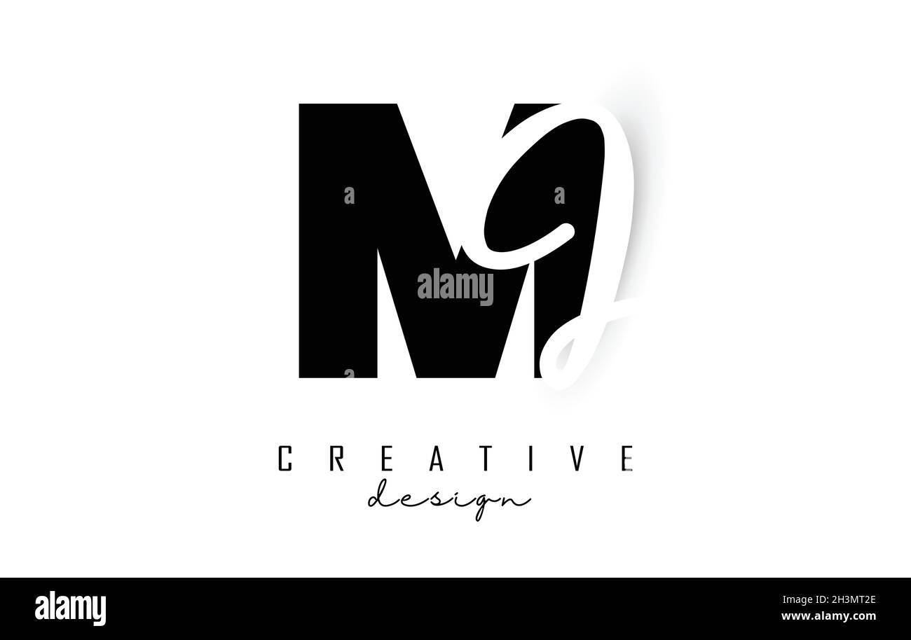 Buchstaben MJ-Logo mit minimalistischem Design. Buchstaben M und J mit geometrischer und handschriftlicher Typografie. Kreative Vektor-Illustration mit Buchstaben. Stock Vektor