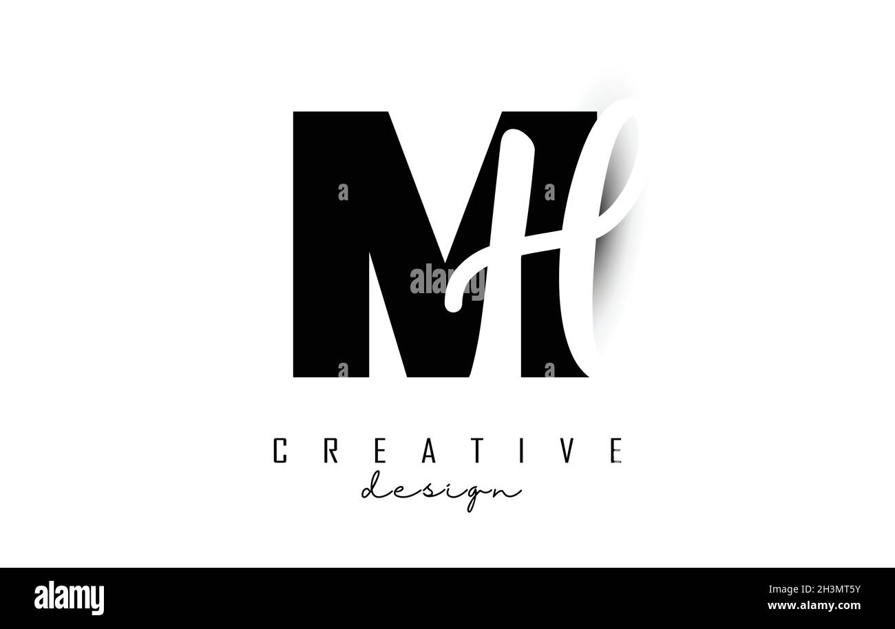 Buchstaben MH-Logo in minimalistischem Design. Buchstaben M und H mit geometrischer und handschriftlicher Typografie. Kreative Vektor-Illustration mit Buchstaben. Stock Vektor
