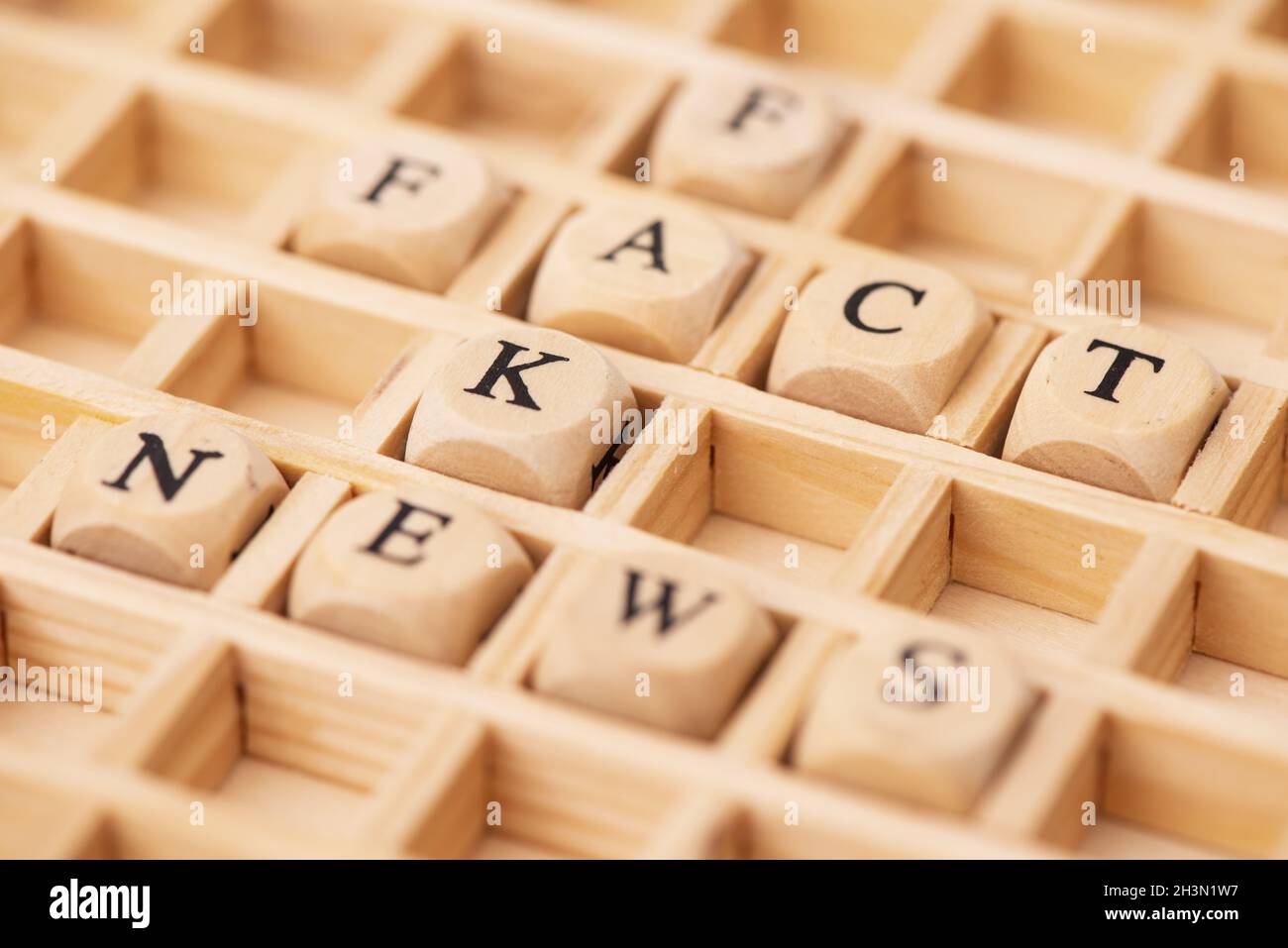 Fact News und Fake News in wordcloud Stockfoto